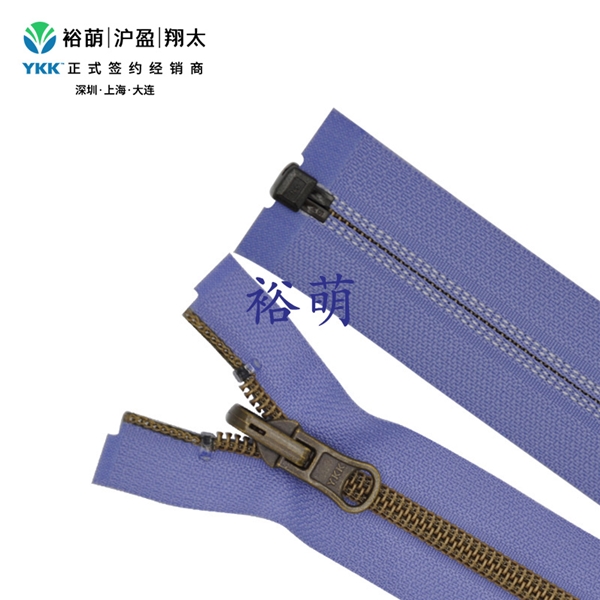 5号聚尼龙镀哑光古金铜色开口右插拉链 DU4 拉头 CNVOR-58