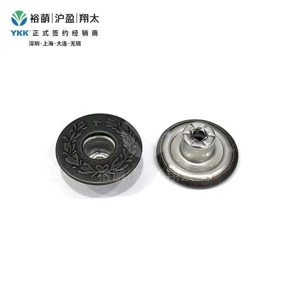 一星麦穗款有孔工字扣-深红古铜