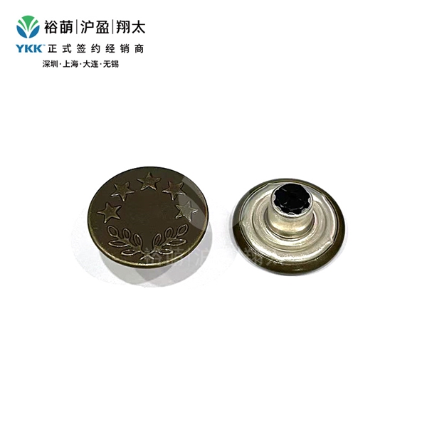 五星麦穗实心平面工字扣-青古铜